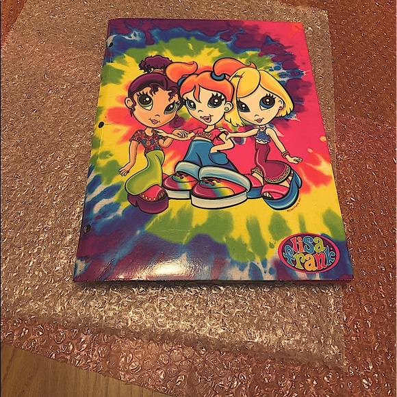 this is a vintage lisa Frank Vintage rare 1990 3 GIRL POWER 2 pocket folder W/NB - Picture 2 of 11